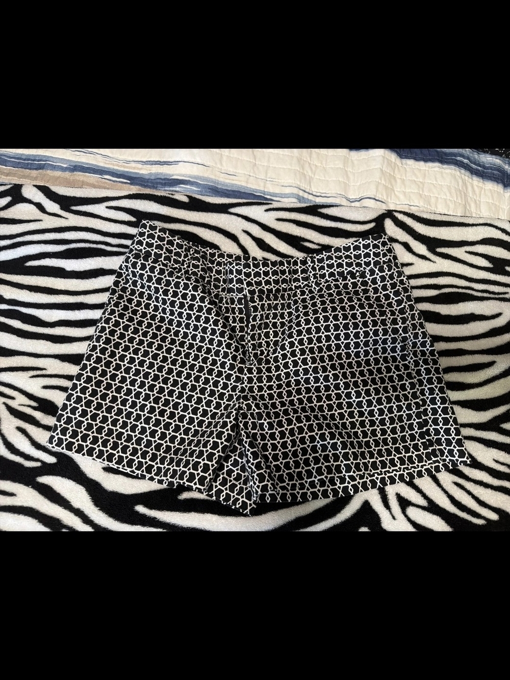 Jones New York Black and White Patterned  Shorts